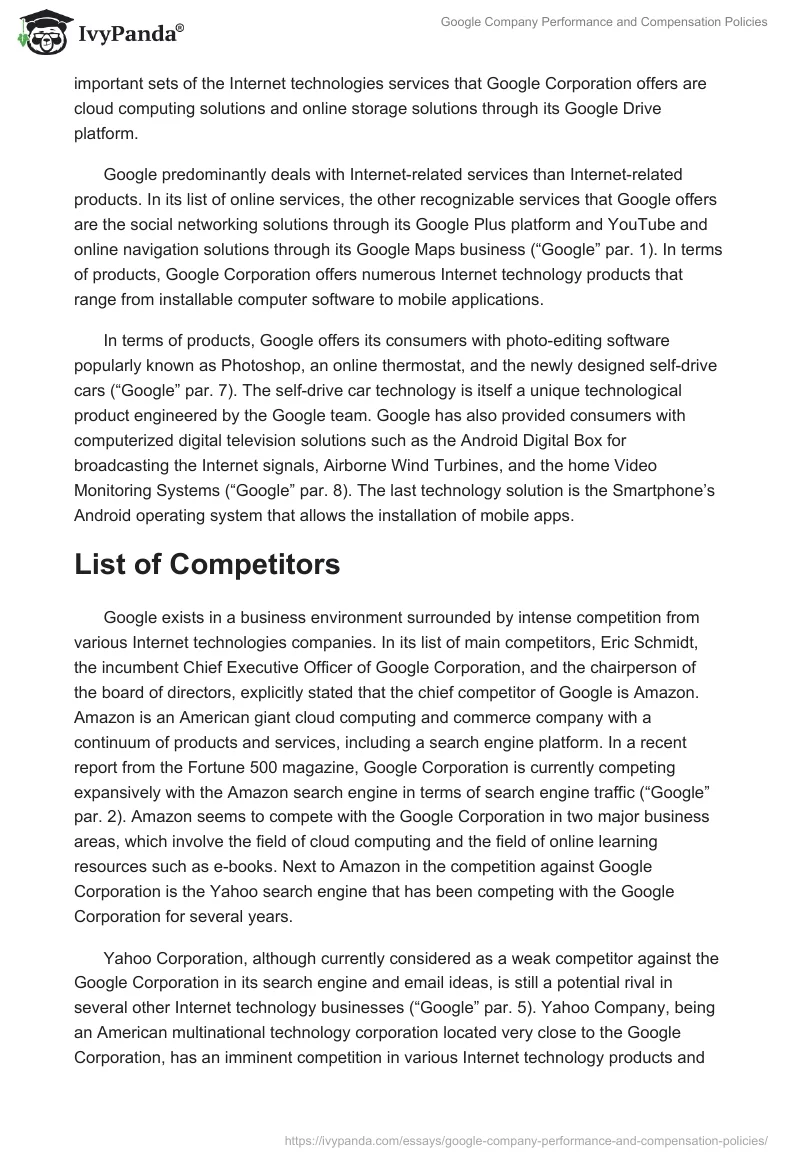 Google Company’s Performance and Compensation Policies. Page 3