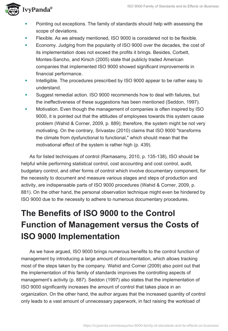 ISO 9000 Family of Standards and its Effects on Business. Page 3