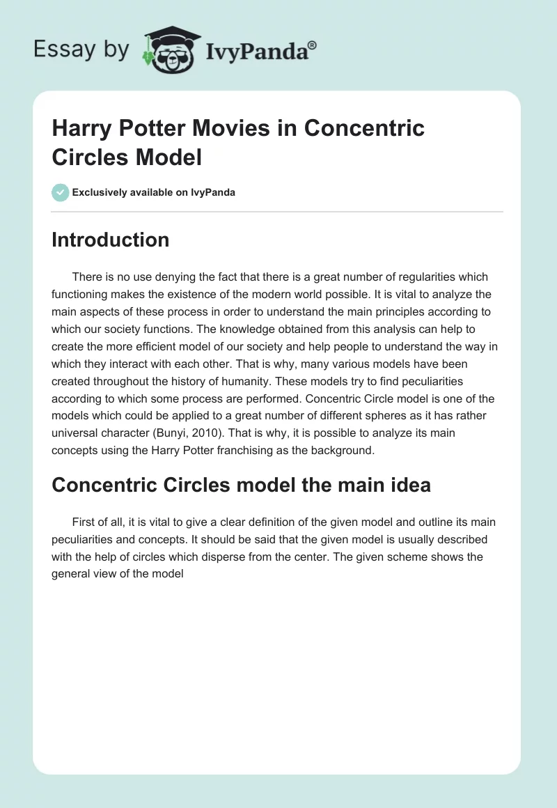 Harry Potter Movies in Concentric Circles Model. Page 1