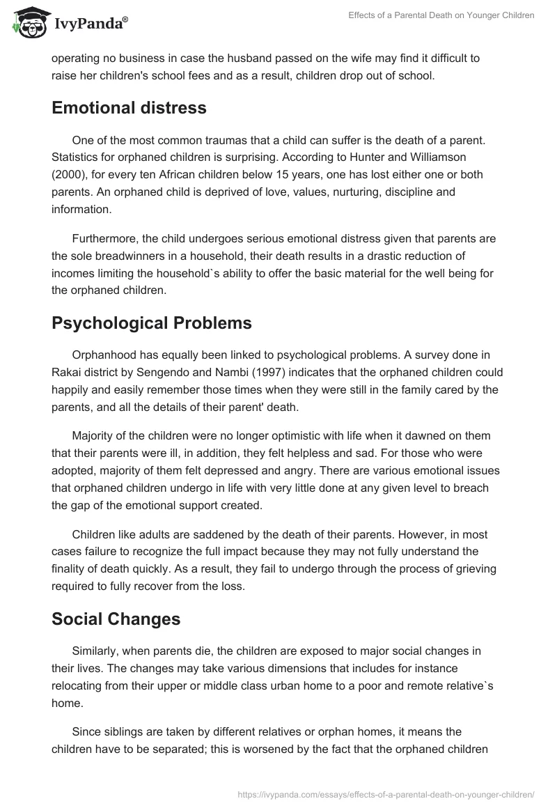 Effects of a Parental Death on Younger Children. Page 3