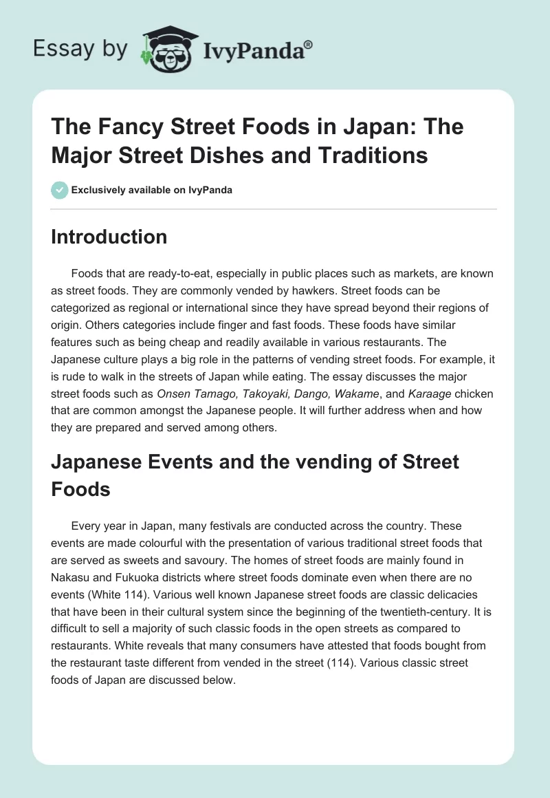 The Fancy Street Foods in Japan: The Major Street Dishes and Traditions. Page 1