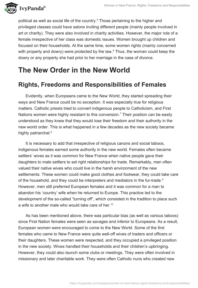 Women in New France: Rights, Freedoms and Responsibilities. Page 2