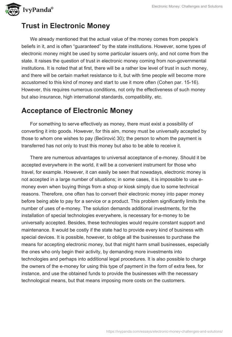 Electronic Money: Challenges and Solutions. Page 3