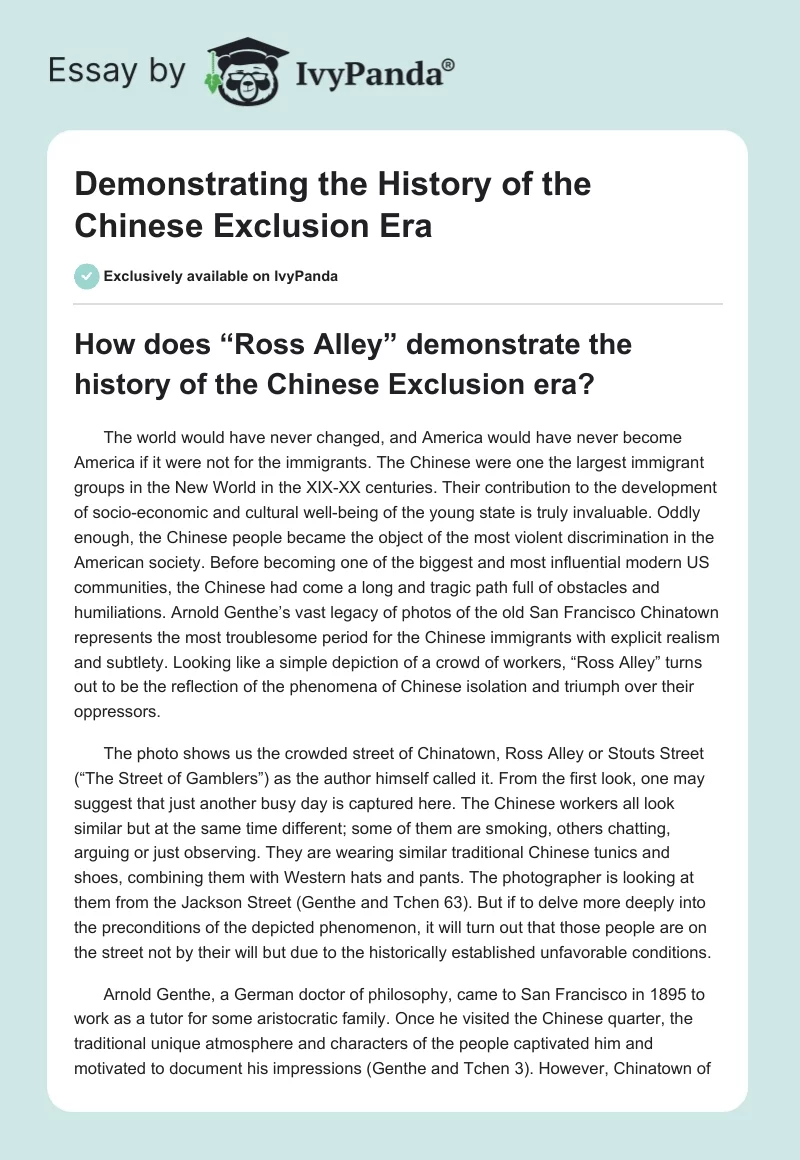Demonstrating the History of the Chinese Exclusion Era. Page 1