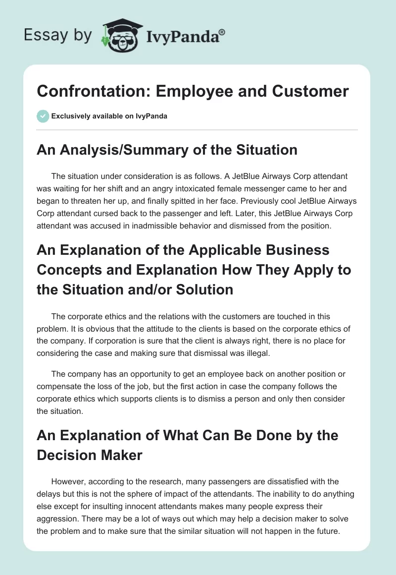 Confrontation: Employee and Customer. Page 1