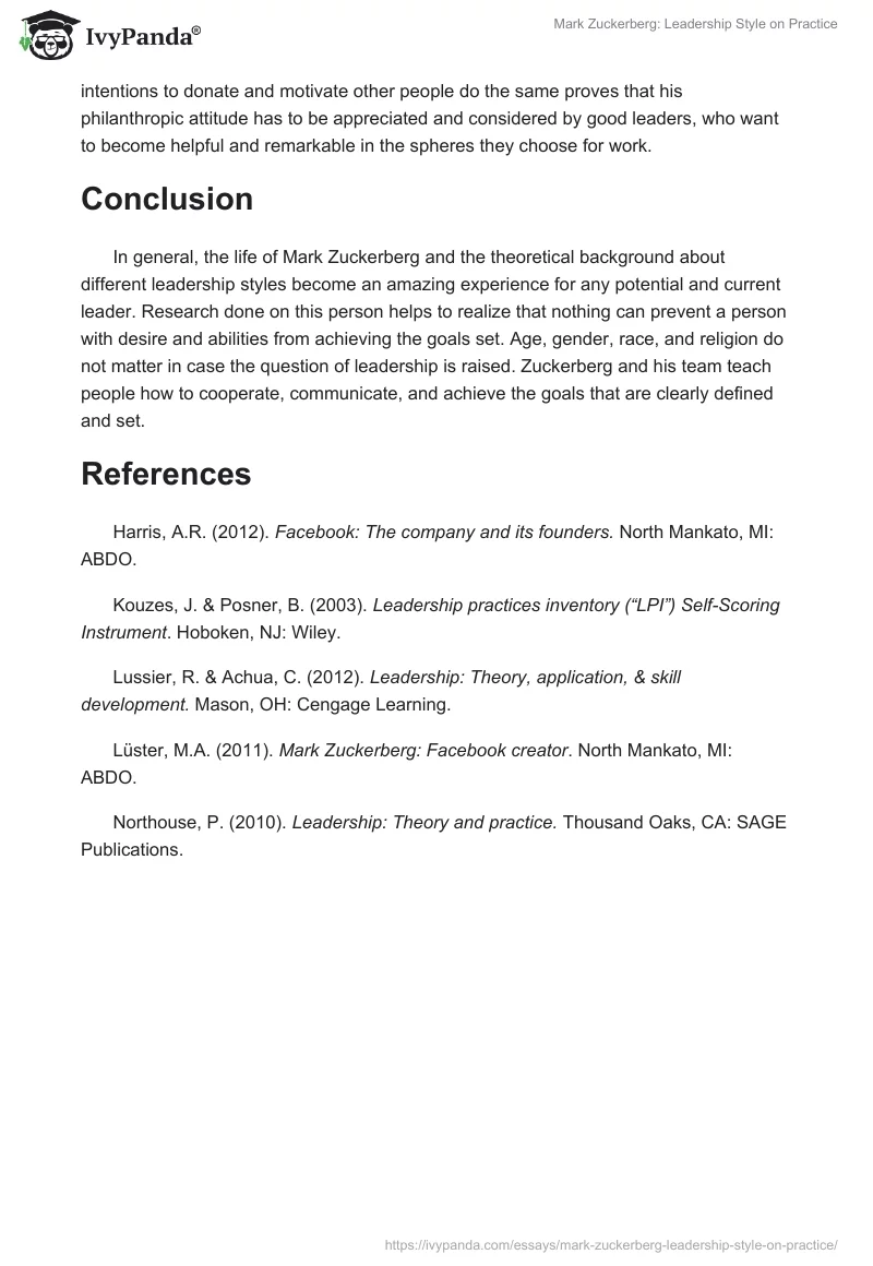 Mark Zuckerberg: Leadership Style on Practice. Page 5