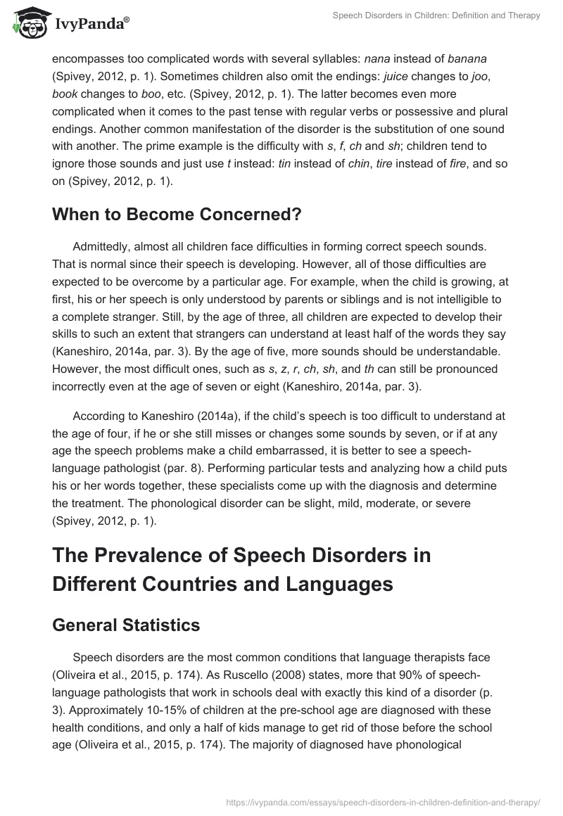 Speech Disorders in Children: Definition and Therapy. Page 2