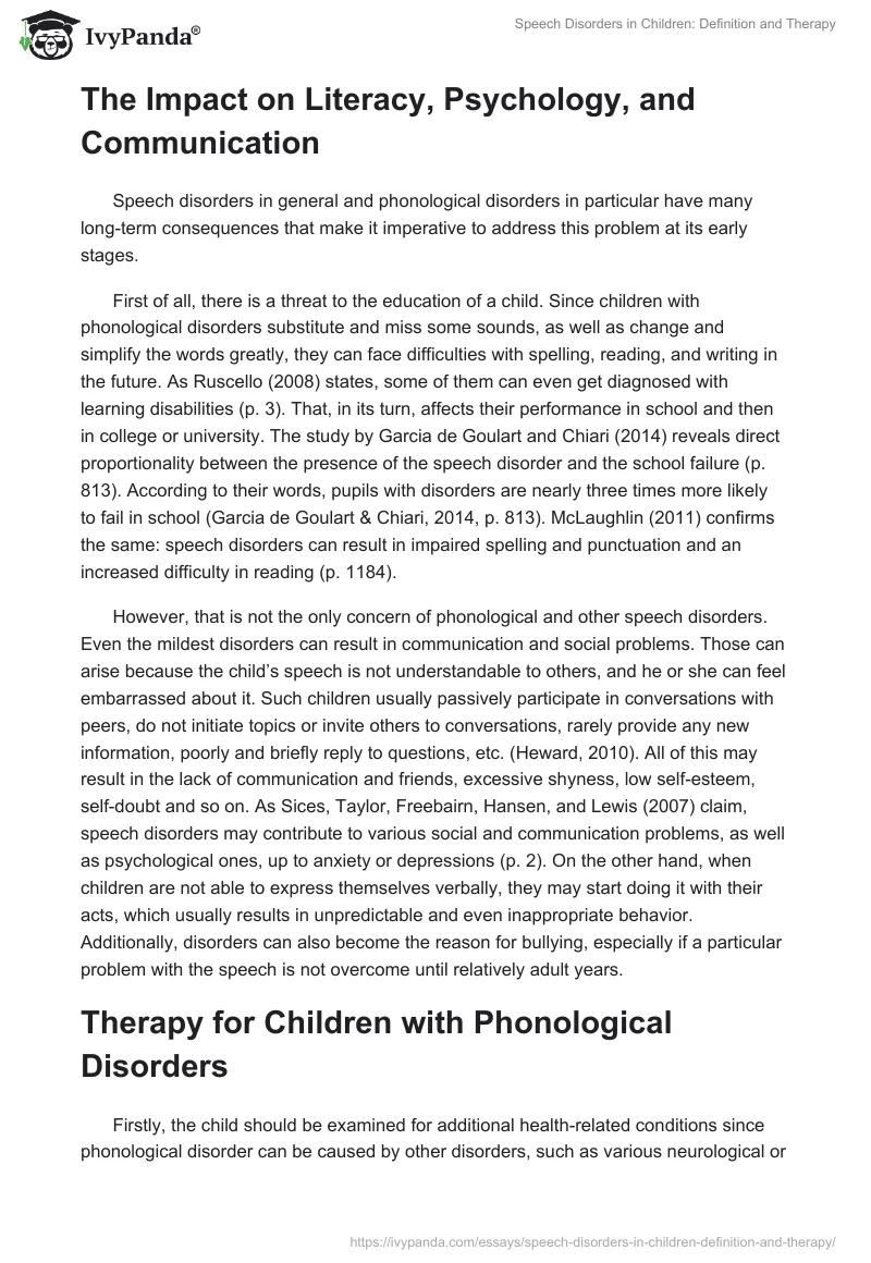 Speech Disorders in Children: Definition and Therapy. Page 5