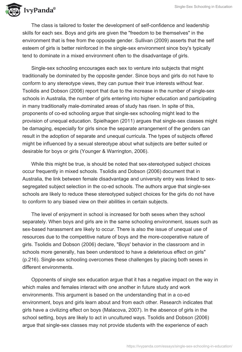Single-Sex Schooling in Education. Page 3