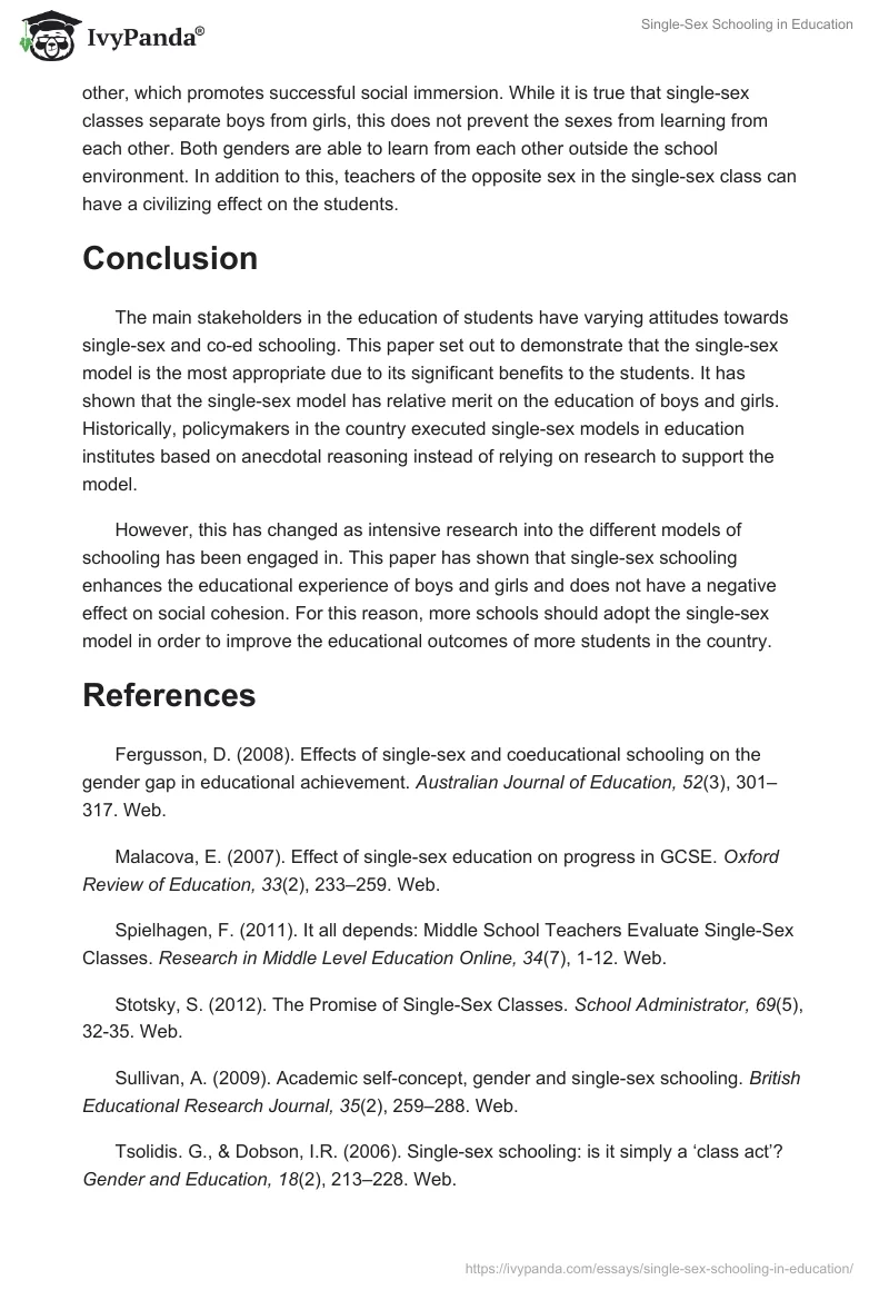 Single-Sex Schooling in Education. Page 4