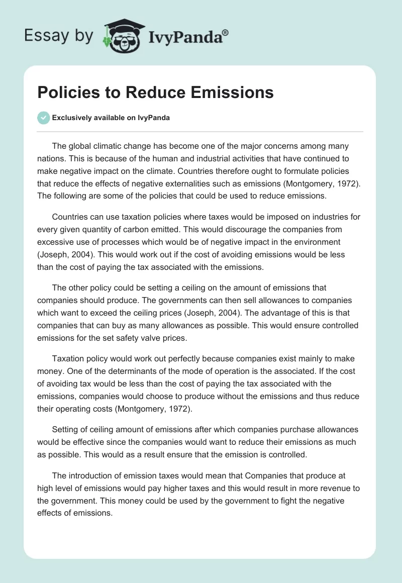 Policies to Reduce Emissions. Page 1