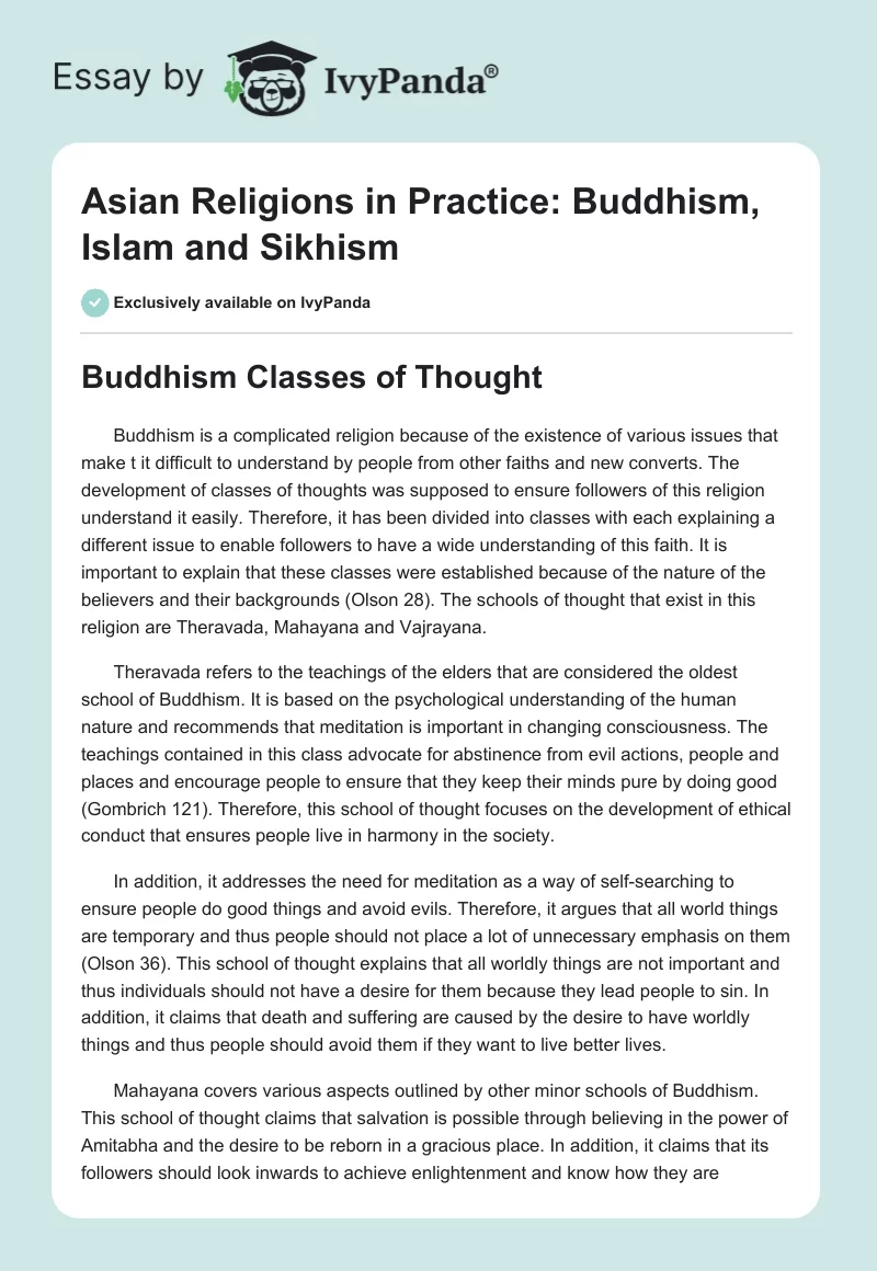 Asian Religions in Practice: Buddhism, Islam and Sikhism. Page 1