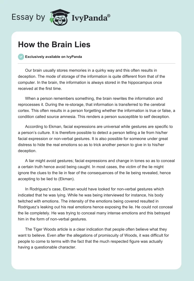 How the Brain Lies. Page 1
