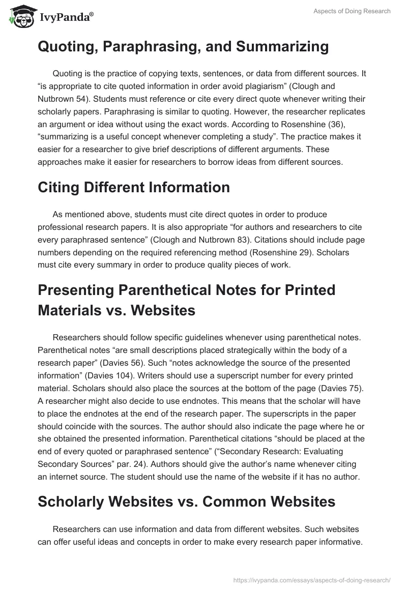 Aspects of Doing Research. Page 2