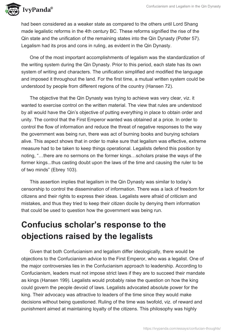 Confucianism and Legalism in the Qin Dynasty. Page 2