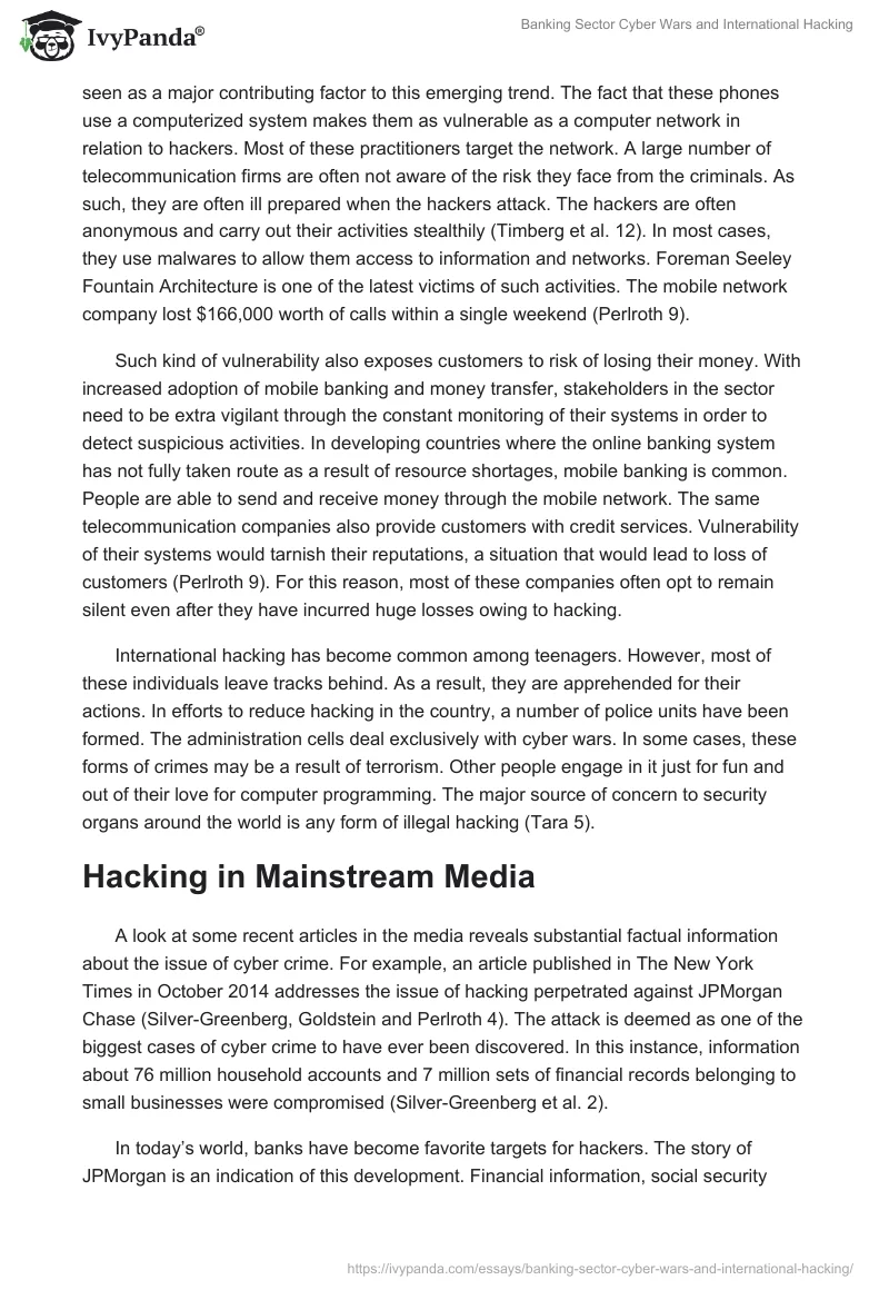 Banking Sector Cyber Wars and International Hacking. Page 2