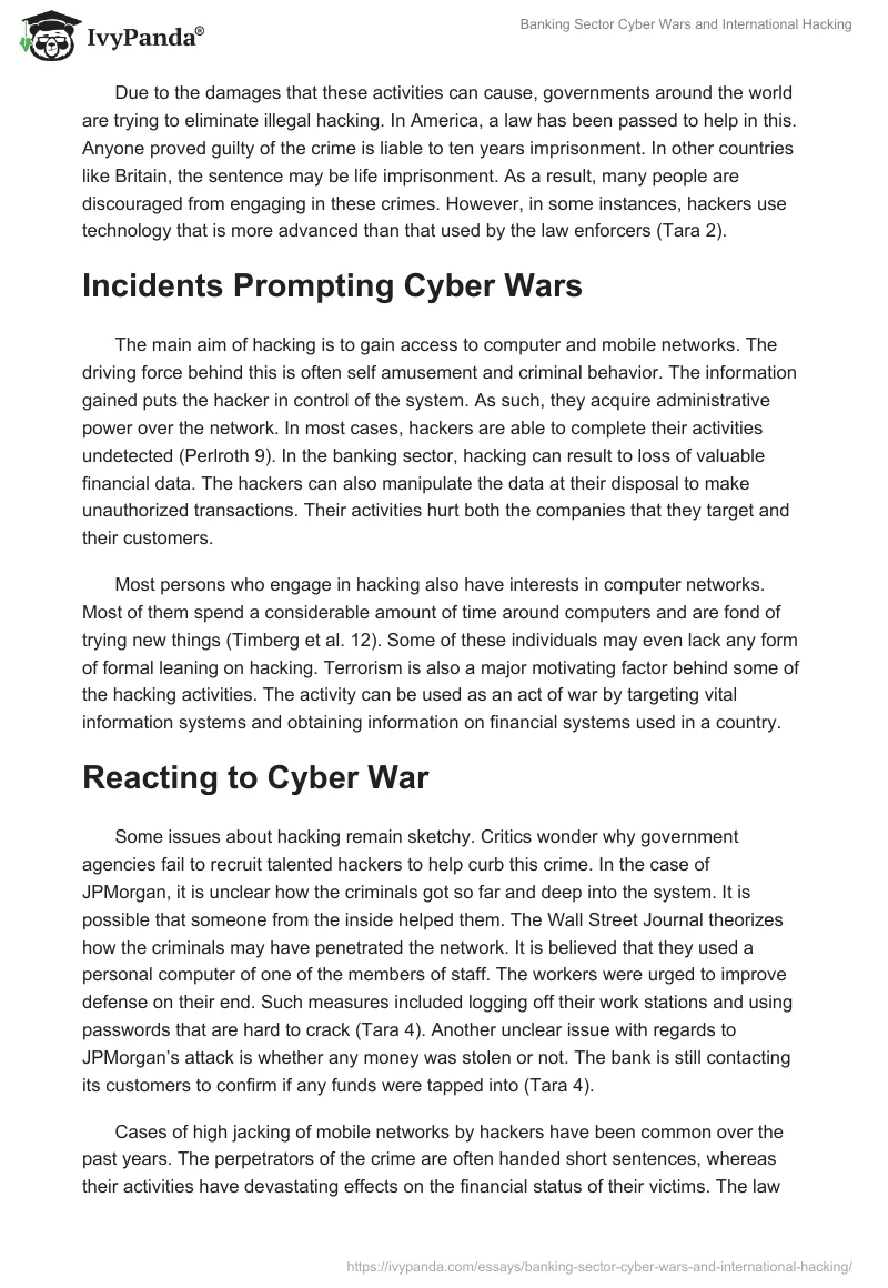 Banking Sector Cyber Wars and International Hacking. Page 4