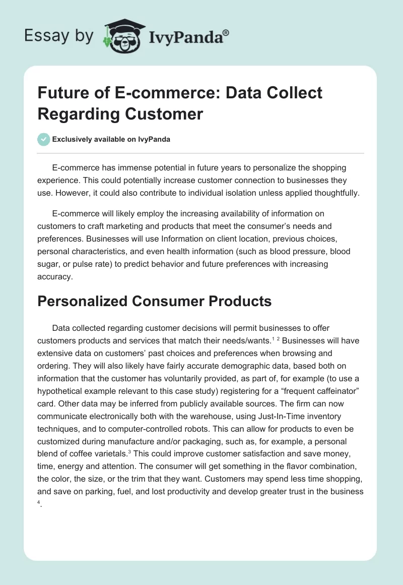 Future of E-Commerce: Data Collect Regarding Customer. Page 1