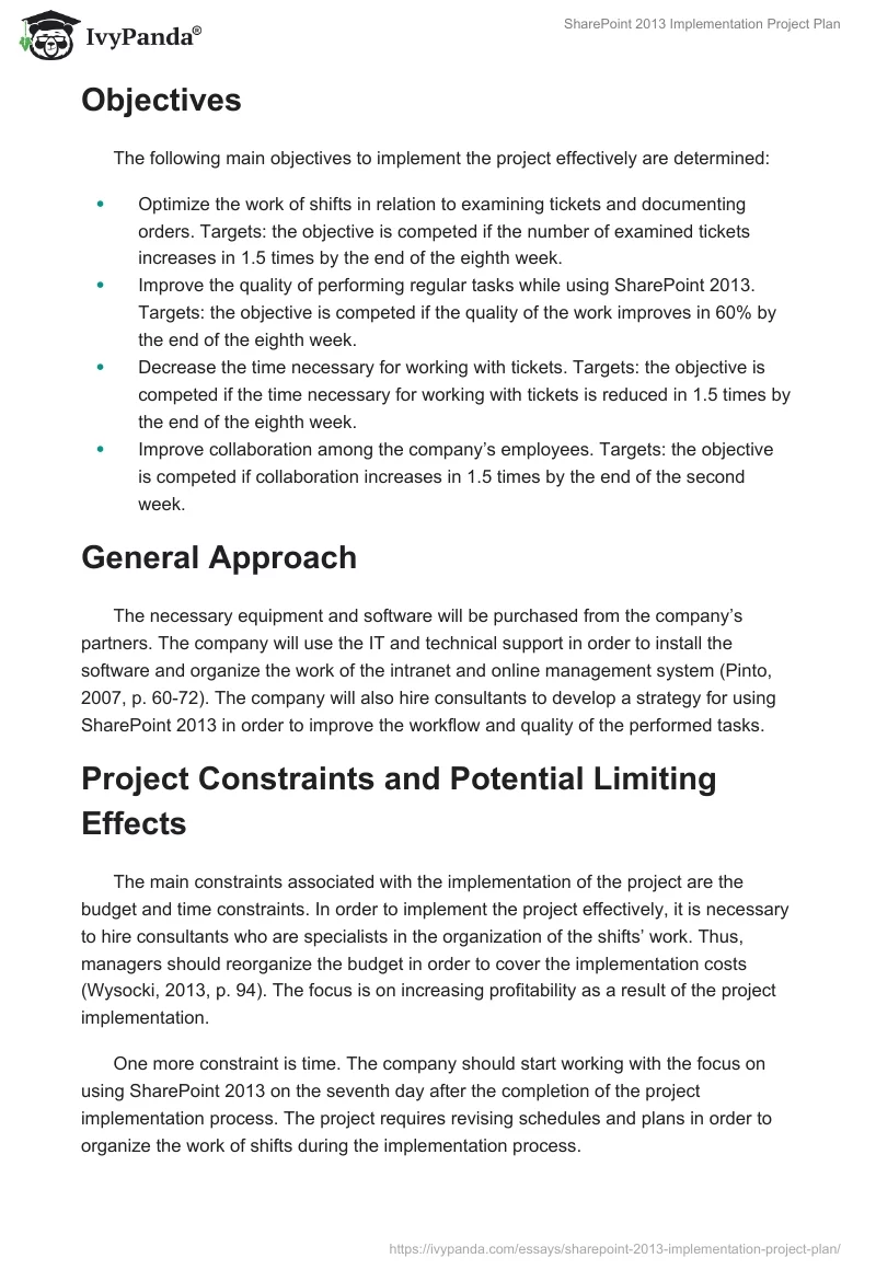 SharePoint 2013 Implementation Project Plan. Page 2