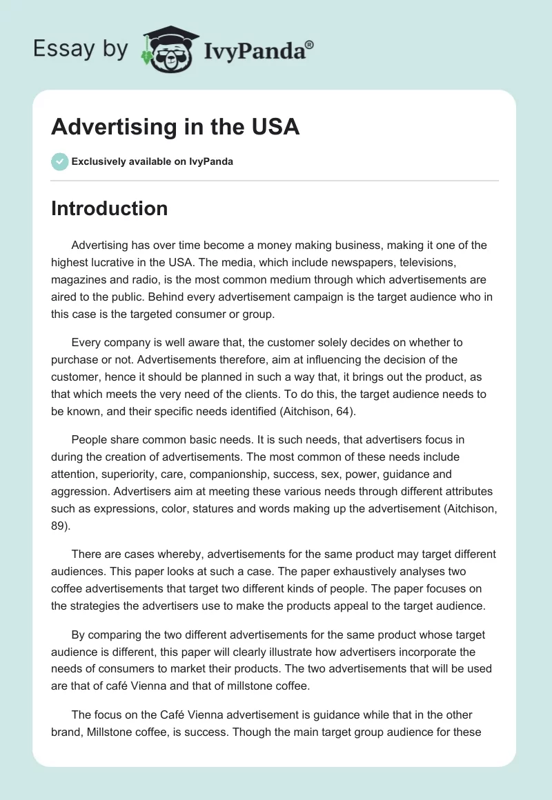 Advertising in the USA. Page 1