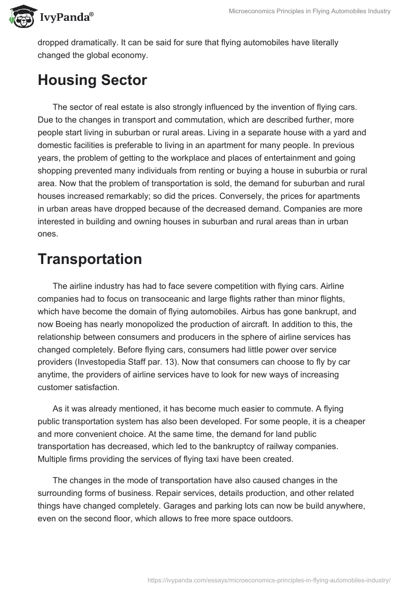 Microeconomics Principles in Flying Automobiles Industry. Page 2