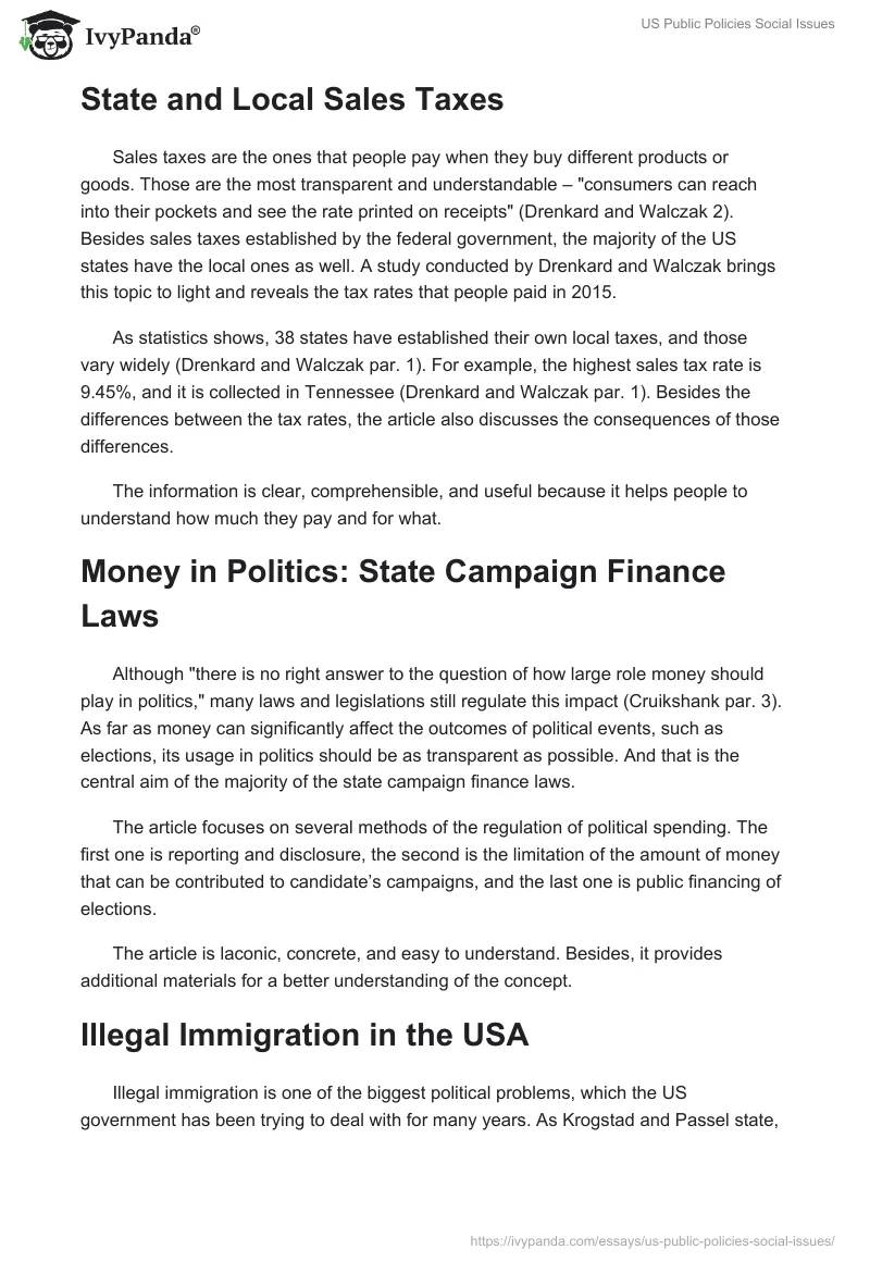 US Public Policies Social Issues. Page 4