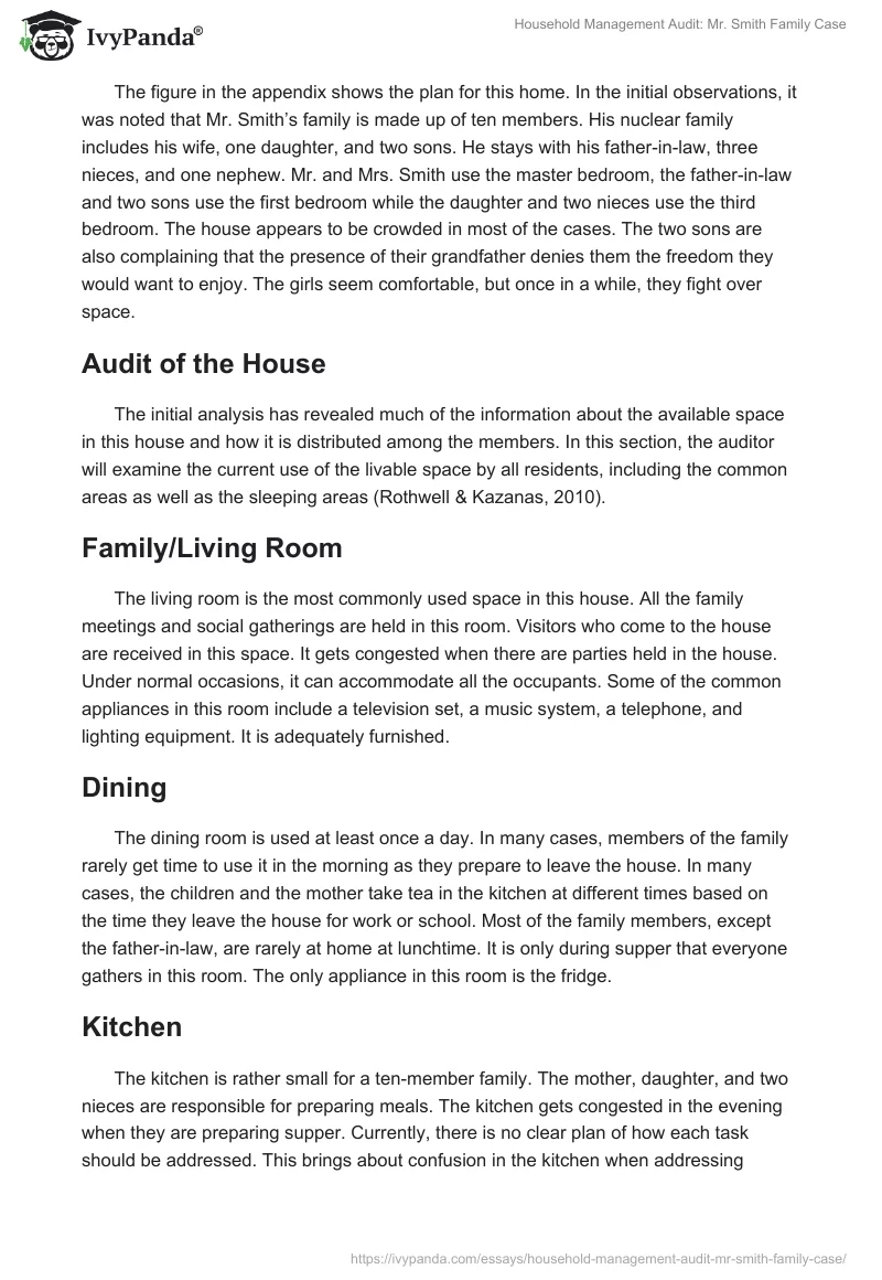 Household Management Audit: Mr. Smith Family Case. Page 2