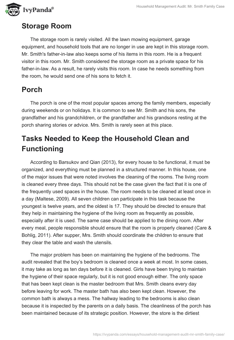 Household Management Audit: Mr. Smith Family Case. Page 4