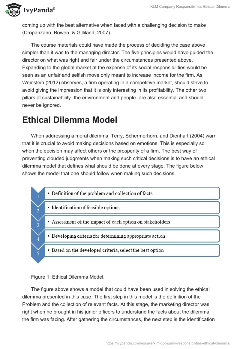KLM Company Responsibilities Ethical Dilemma. Page 3