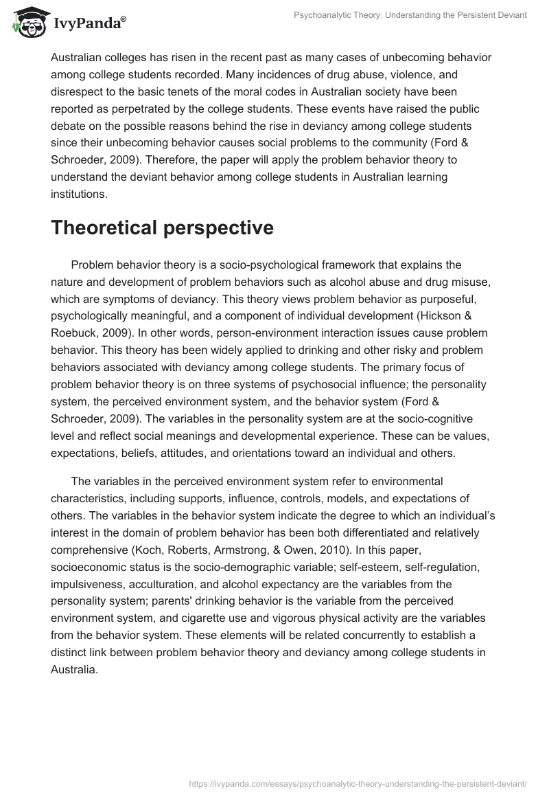 Psychoanalytic Theory: Understanding the Persistent Deviant. Page 2
