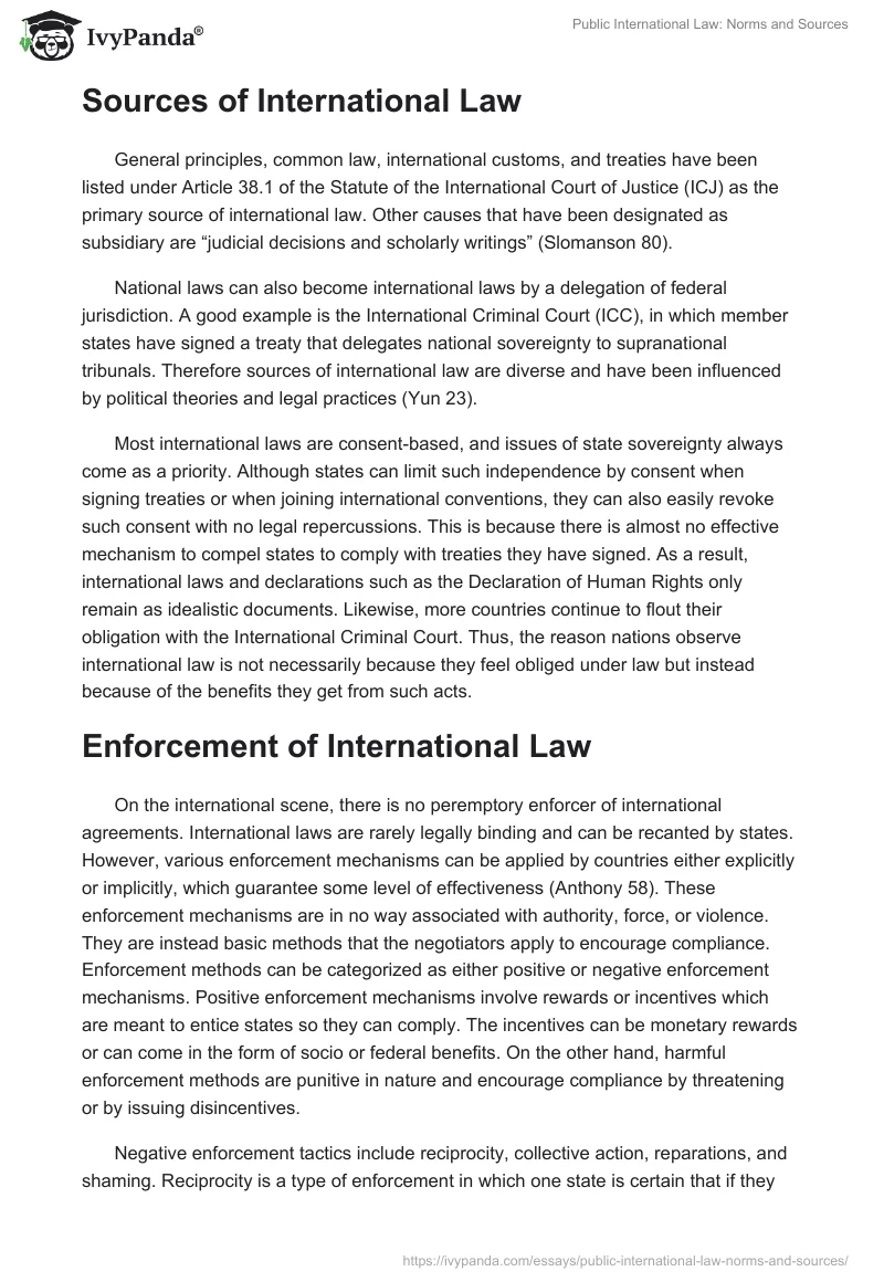 Public International Law: Norms and Sources. Page 2