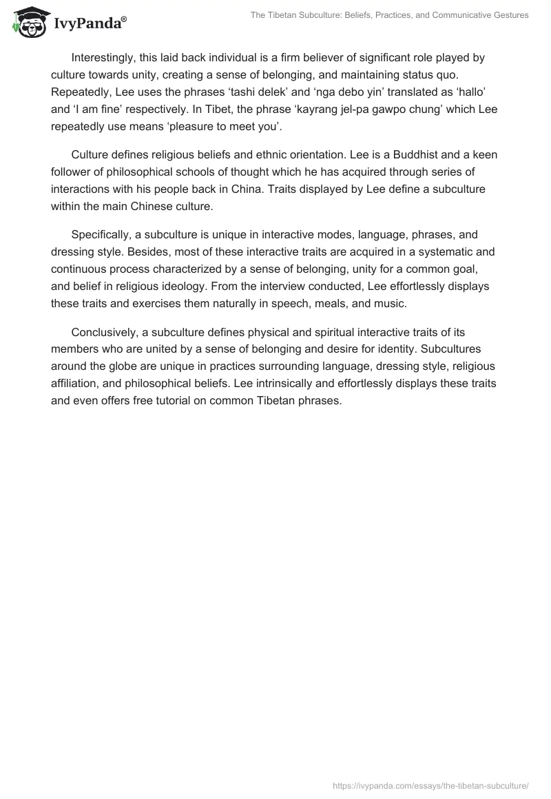 The Tibetan Subculture: Beliefs, Practices, and Communicative Gestures. Page 2