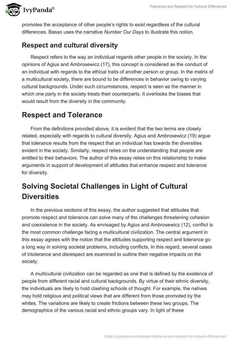 Tolerance and Respect for Cultural Differences. Page 3