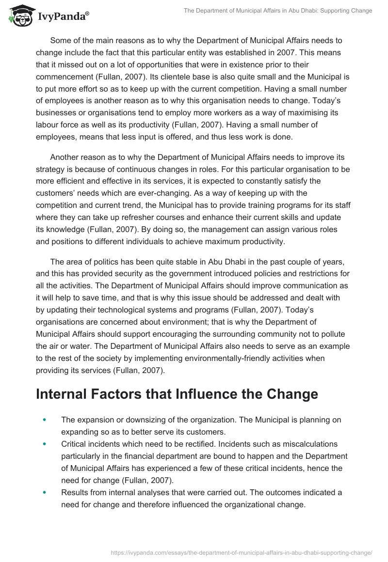 The Department of Municipal Affairs in Abu Dhabi: Supporting Change. Page 2