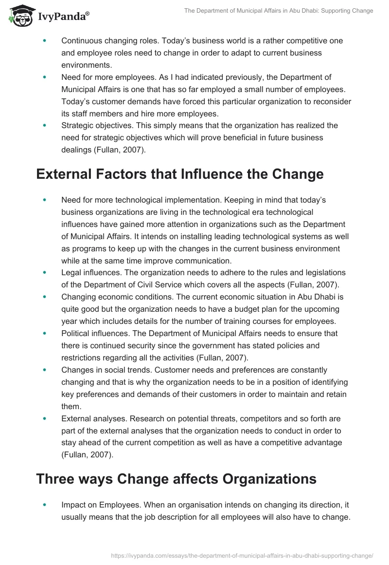The Department of Municipal Affairs in Abu Dhabi: Supporting Change. Page 3