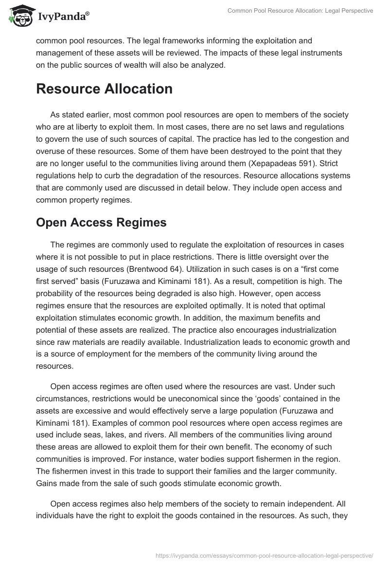 Common Pool Resource Allocation: Legal Perspective. Page 2