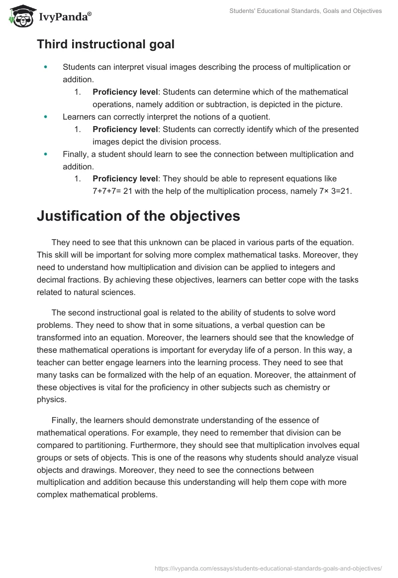 Students' Educational Standards, Goals and Objectives. Page 3