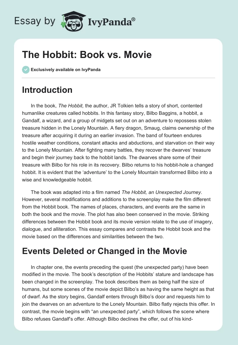 "The Hobbit": Book vs. Movie. Page 1