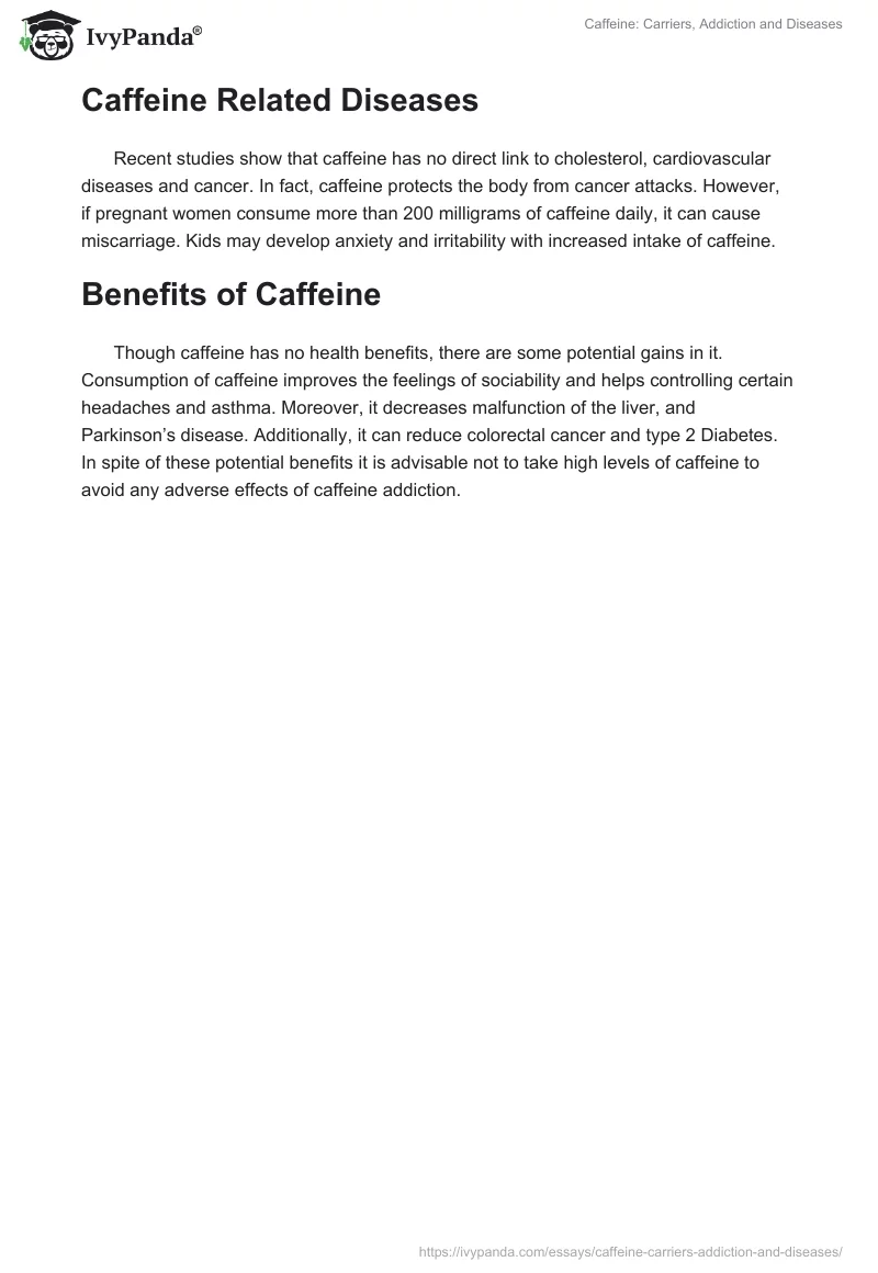 Caffeine: Carriers, Addiction and Diseases. Page 3