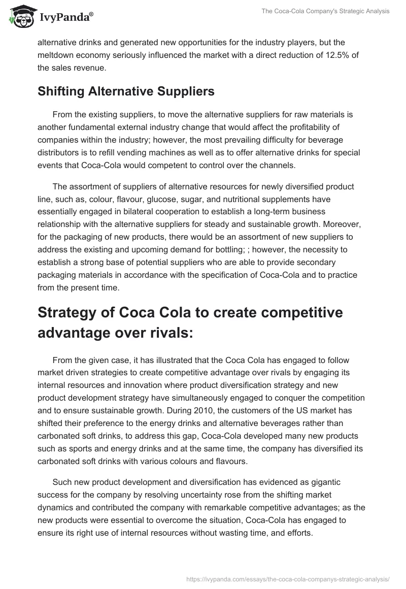 The Coca-Cola Company's Strategic Analysis. Page 3