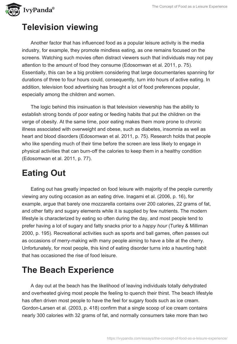 The Concept of Food as a Leisure Experience. Page 2