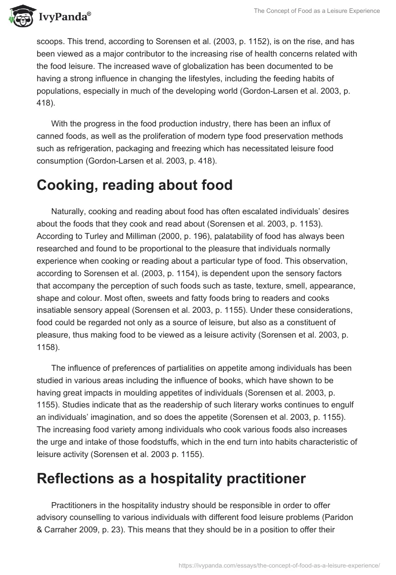 The Concept of Food as a Leisure Experience. Page 3