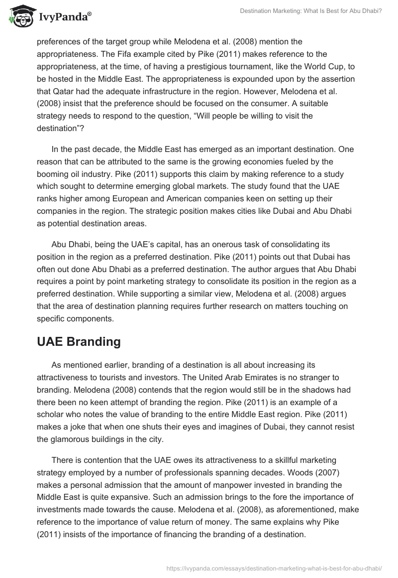 Destination Marketing: What Is Best for Abu Dhabi?. Page 5