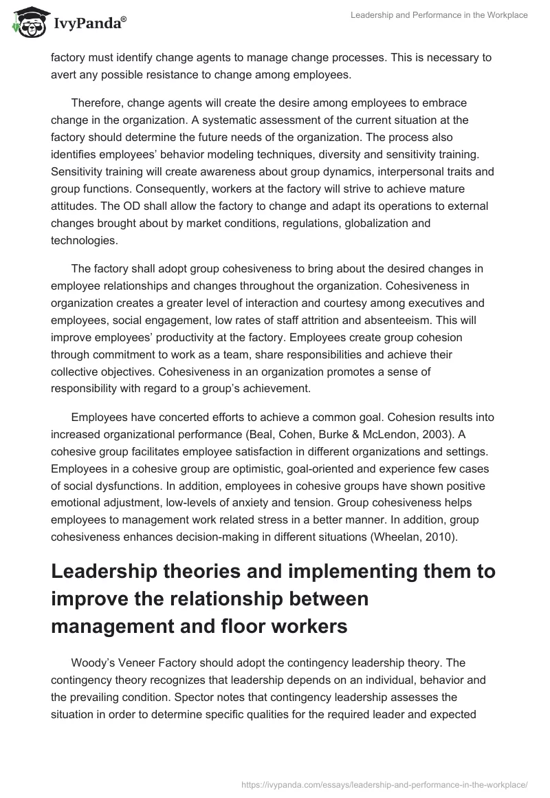 Leadership and Performance in the Workplace. Page 2