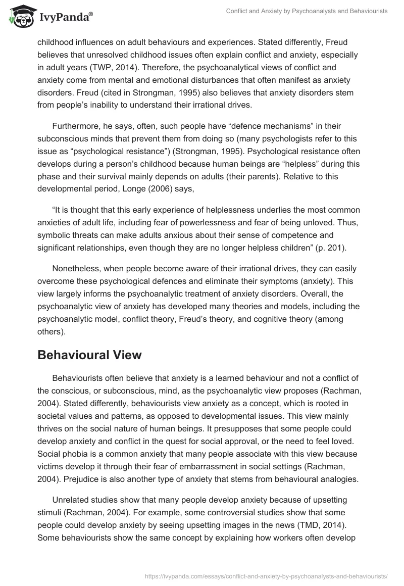 Conflict and Anxiety by Psychoanalysts and Behaviourists. Page 2