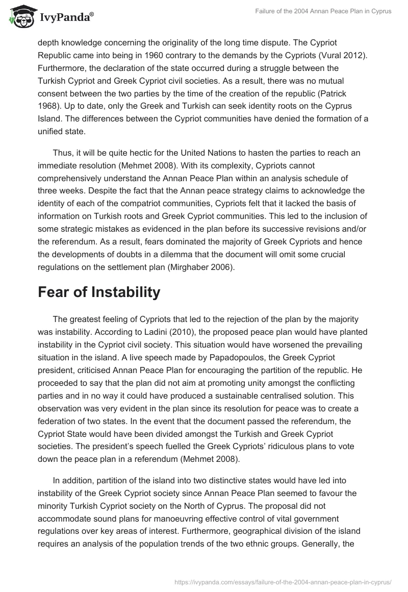 Failure of the 2004 Annan Peace Plan in Cyprus. Page 3