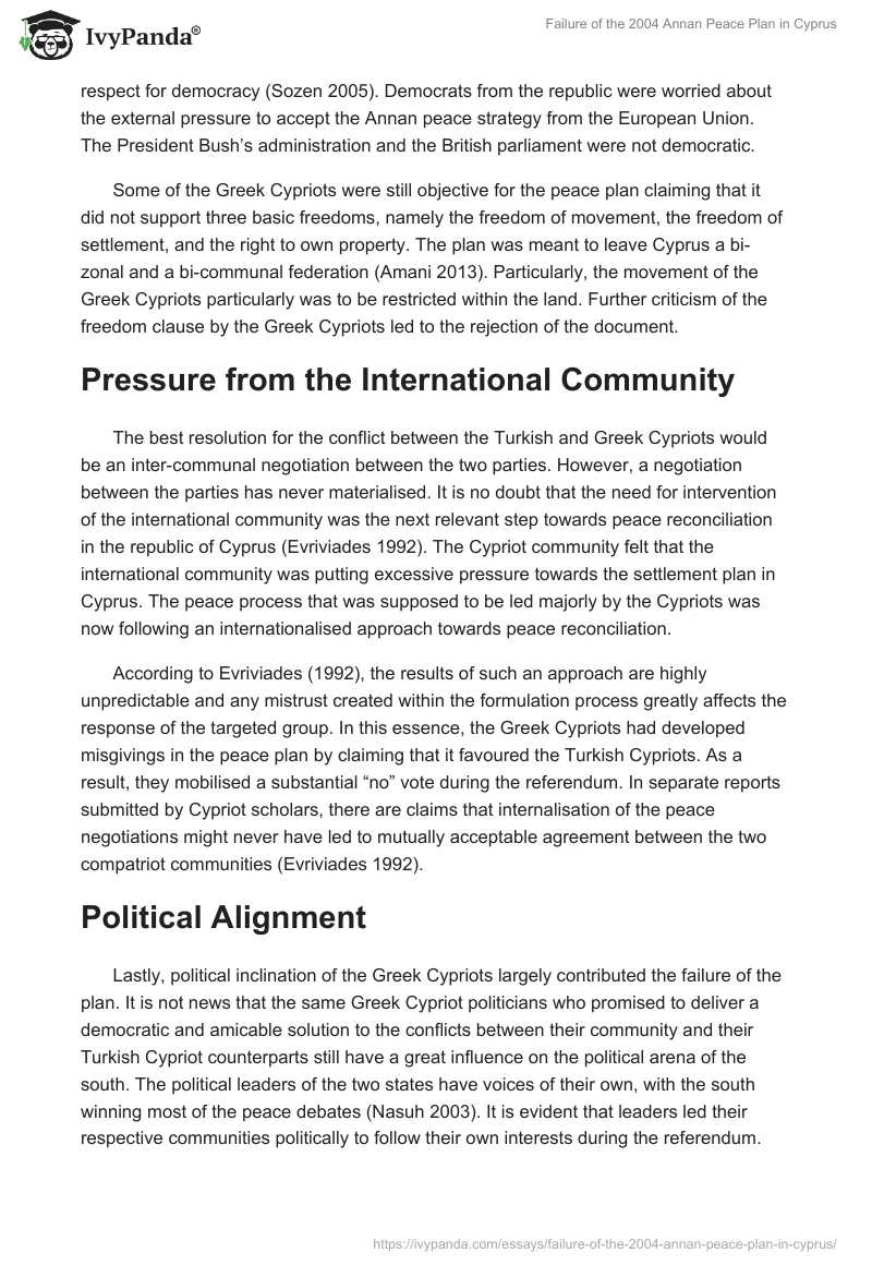 Failure of the 2004 Annan Peace Plan in Cyprus. Page 5