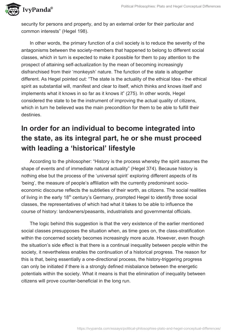 Political Philosophies: Plato and Hegel Conceptual Differences. Page 3