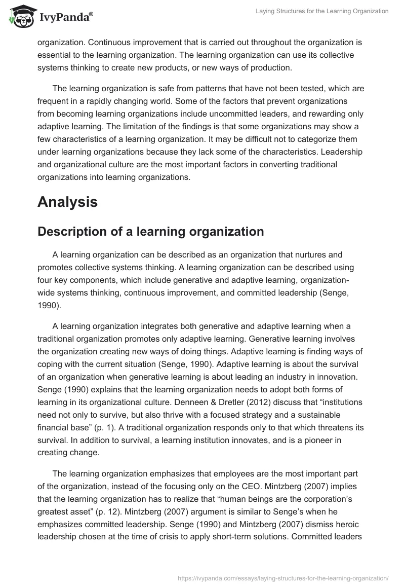 Laying Structures for the Learning Organization. Page 2
