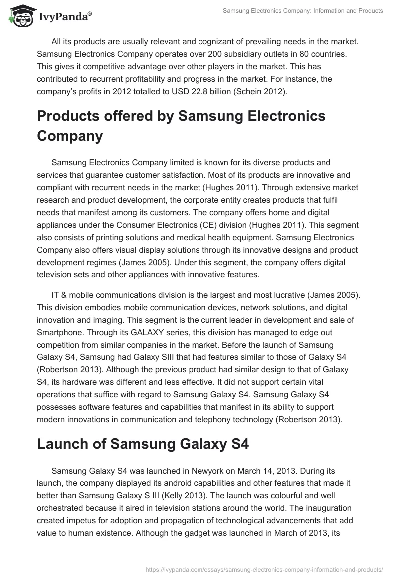 Samsung Electronics Company: Information and Products. Page 2